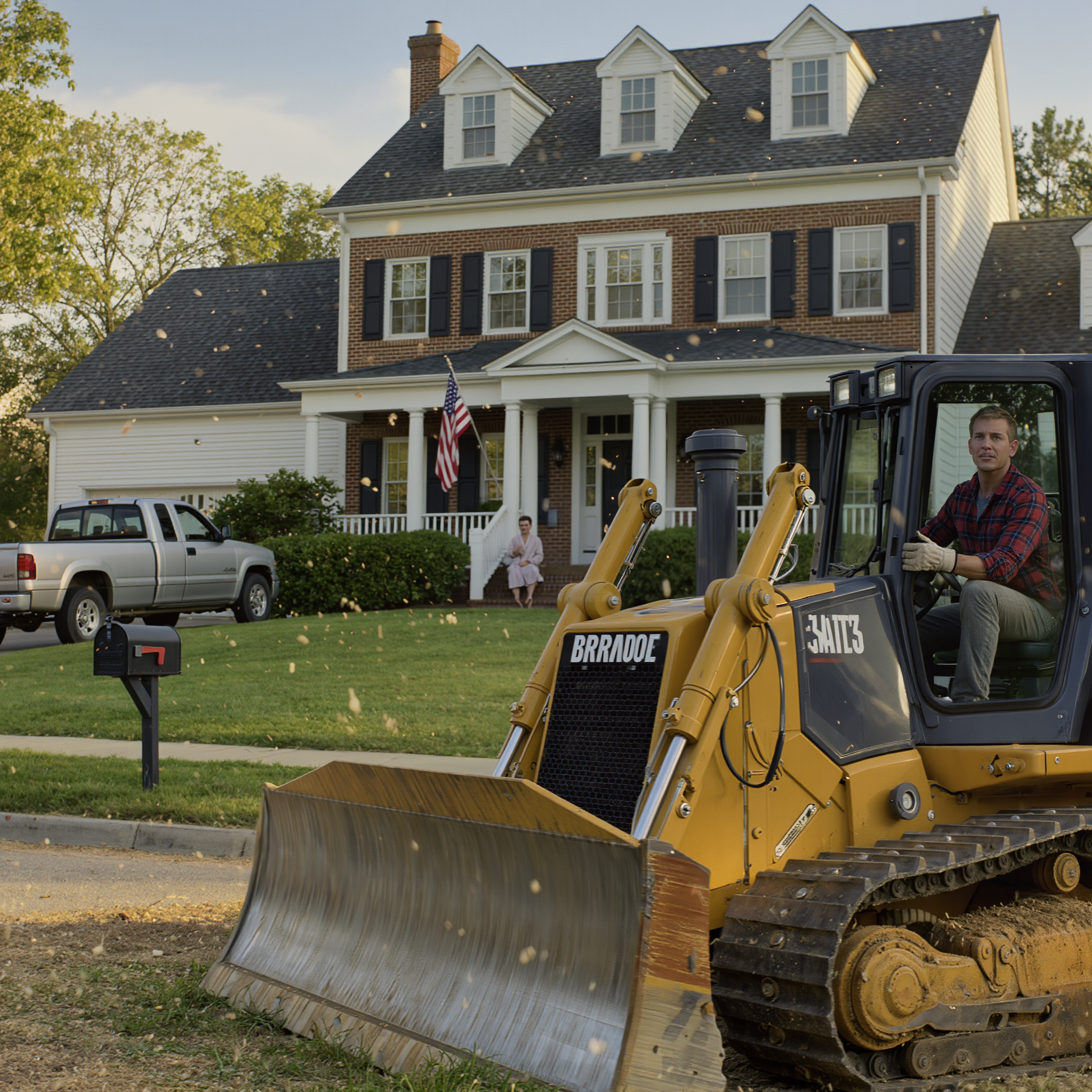 I gave my daughter a house as a wedding gift, thinking i’d built her a life no one could ever push around. then she called, whispering that her husband had locked her in the basement—again. i didn’t call the police. i drove my bulldozer straight onto the lawn. he leaned out, smirking, “go home, old man. i changed the locks.” i revved the engine. “i don’t need keys,” i said. “i’m making a new door.” his smile vanished as the wall came down.