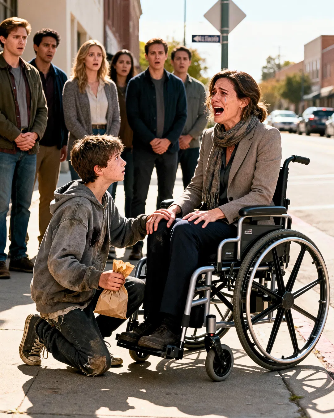 The poor boy asked the paralyzed millionaire: “Can I cure you in exchange for that leftover food?” She smiled – and then everything changed…