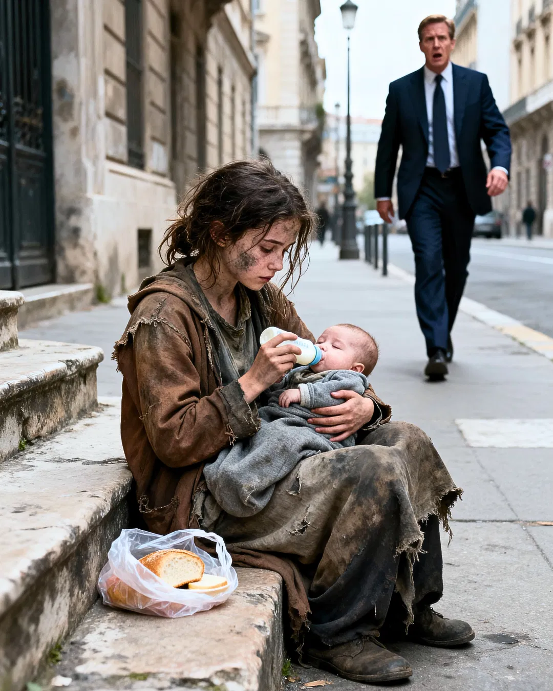 Millionaire followed a suspicious girl carrying a baby… but what he saw left him in sh0ck