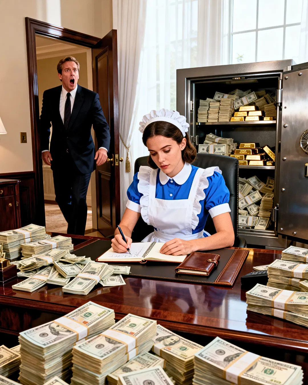 A millionaire opens the door to his office… and can’t believe what he sees…