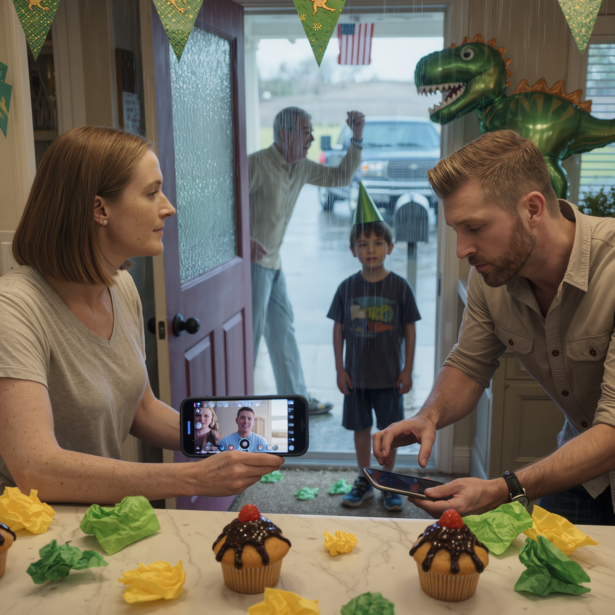 My son turned ten and whispered, “Maybe Grandma’s just late with her cookies”… then my mom texted, “We’re skipping his birthday to save money.” The next morning, I opened my sister’s livestream and watched my parents throw a picture-perfect backyard carnival—for her kids only. When Dad showed up pounding on our door demanding answers, my husband finally said, “That’s it. We’re done.”