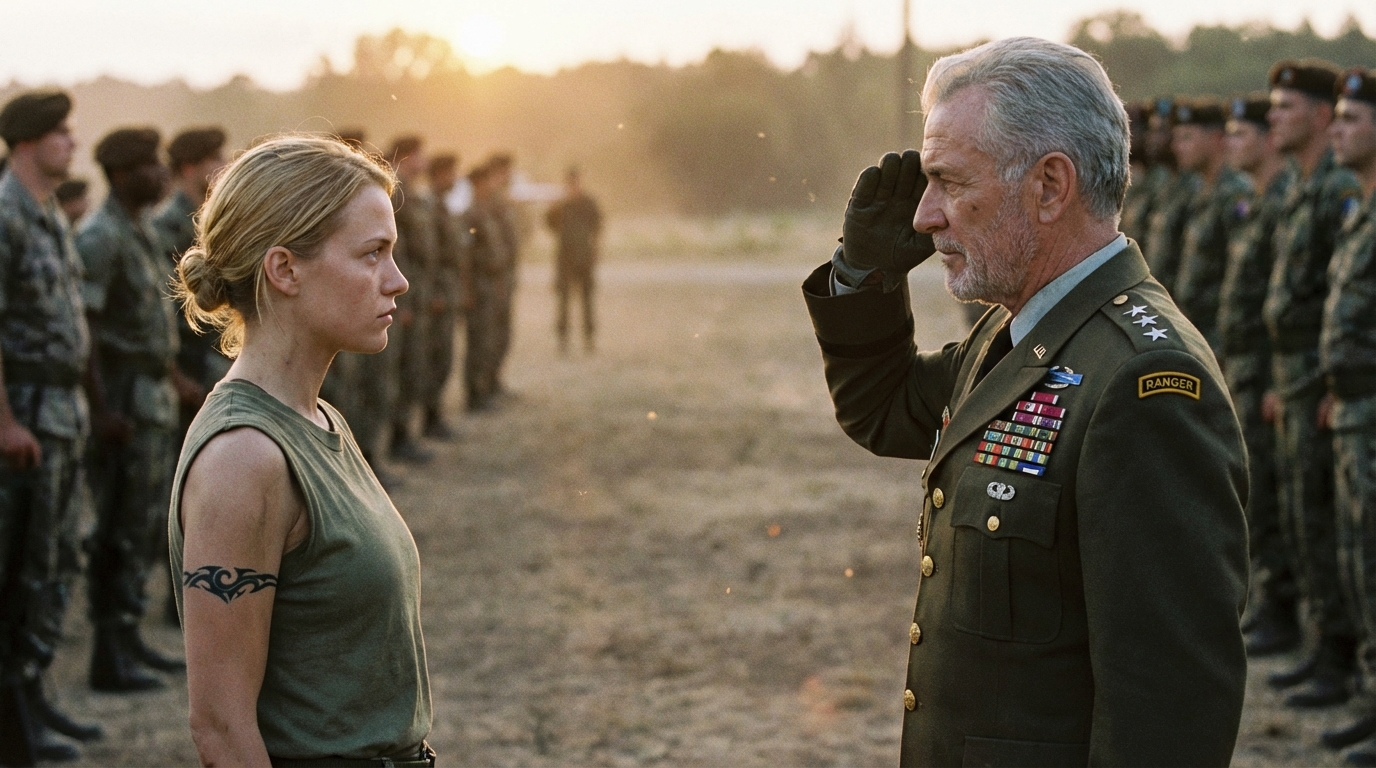 They Mocked Her at Bootcamp — Then the Commander Went Pale at Her Back Tattoo She stepped into the training yard with a faded T-shirt, a worn backpack, and her hair tied low, l