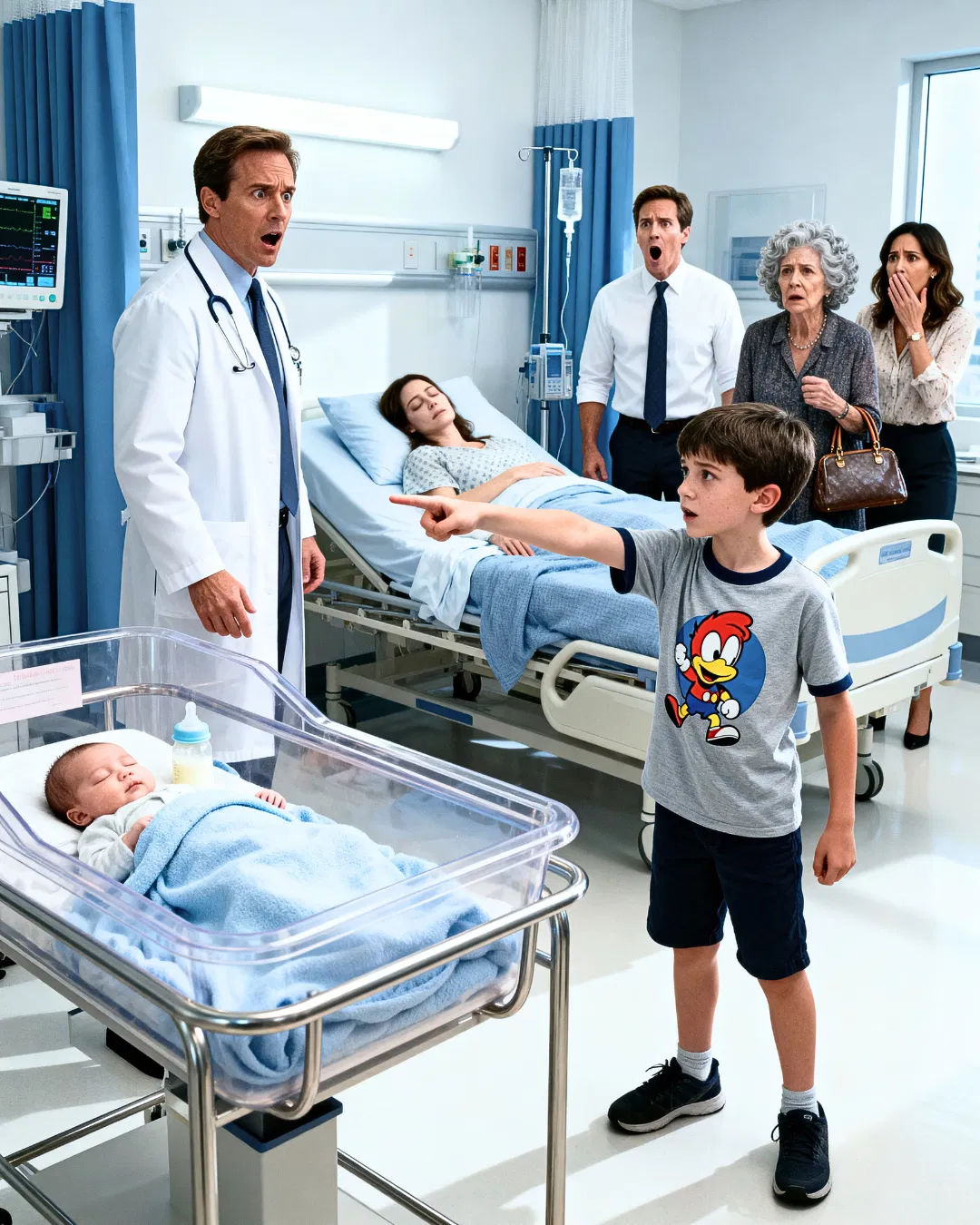 When my newborn ‘passed away’ at the hospital, my mother-in-law whispered, ‘God saved this world from your bloodline.’ My sister-in-law nodded. My husband turned his back on me. Then my 8-year-old son pointed to the nurse’s cart and said, ‘Should I give the doctor what grandma hid in my baby brother’s milk?’ Everyone stopped breathing.