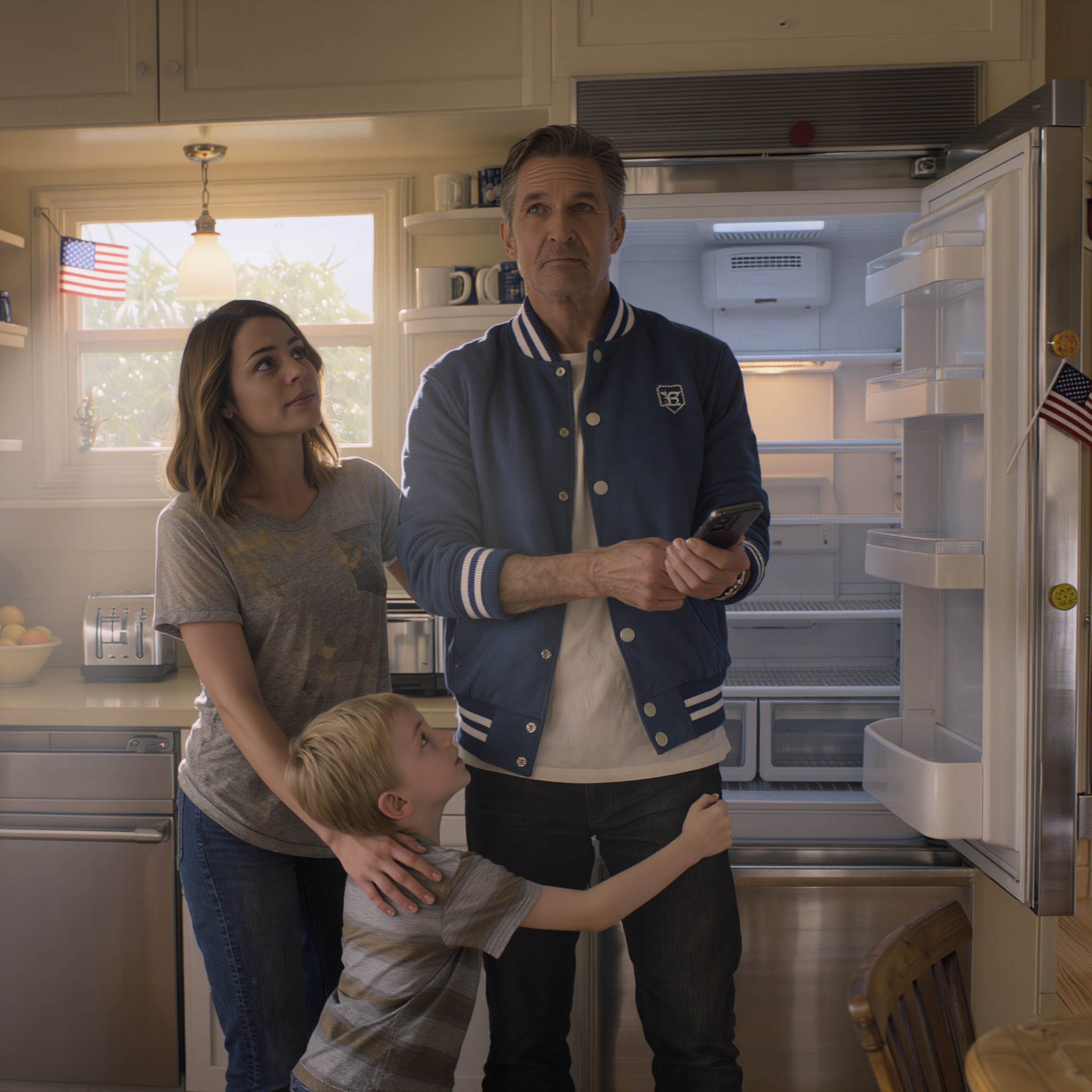 Dad came to pick up my son for the weekend. He opened the fridge and saw it was completely empty. Stunned, he asked, ‘You earn three thousand dollars a month, so why is your child hungry?’ Before I could open my mouth, my husband stepped out, full of pride, and said, ‘I gave all of her salary to my mother.’ Dad silently took off his jacket. That sentence from my husband changed everything.