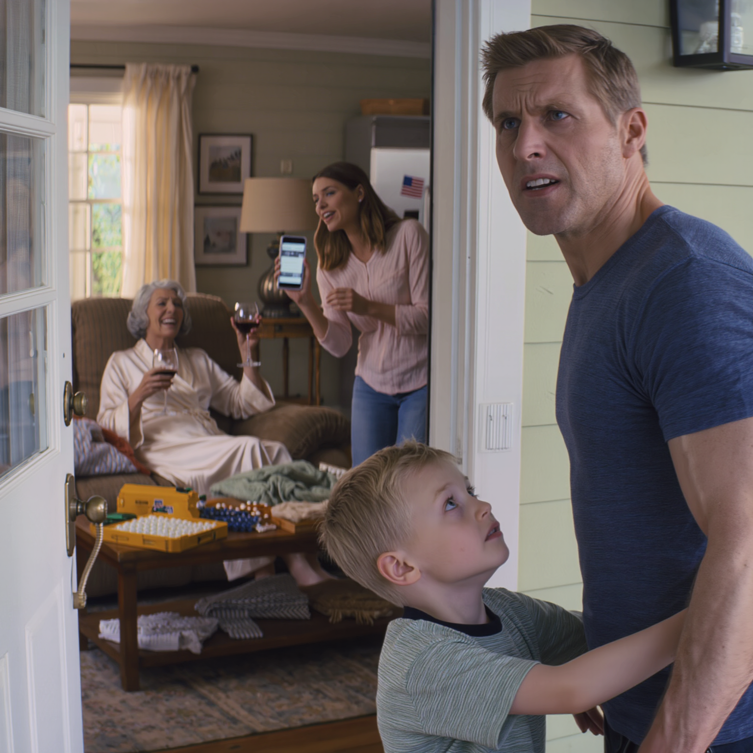 My wife had moved into her mother’s place to care for her, so I decided to surprise her and went there with our seven-year-old son. The front door was slightly open. My son peeked in, then tugged my sleeve. “Dad… look. Quietly.”