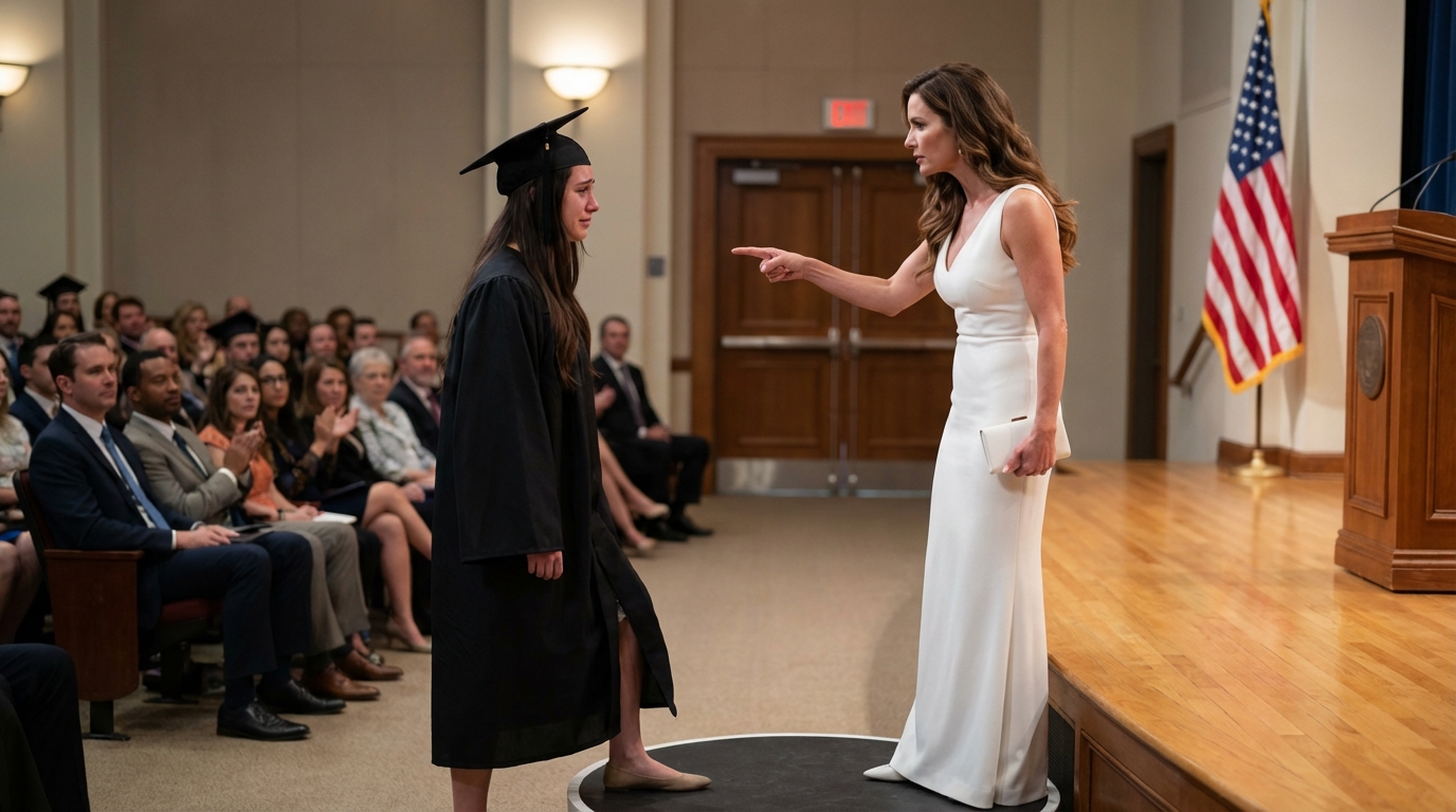 At My Graduation, My Sister Stood Up And Yelled I Cheated, The Audience Froze As I Walked To The…