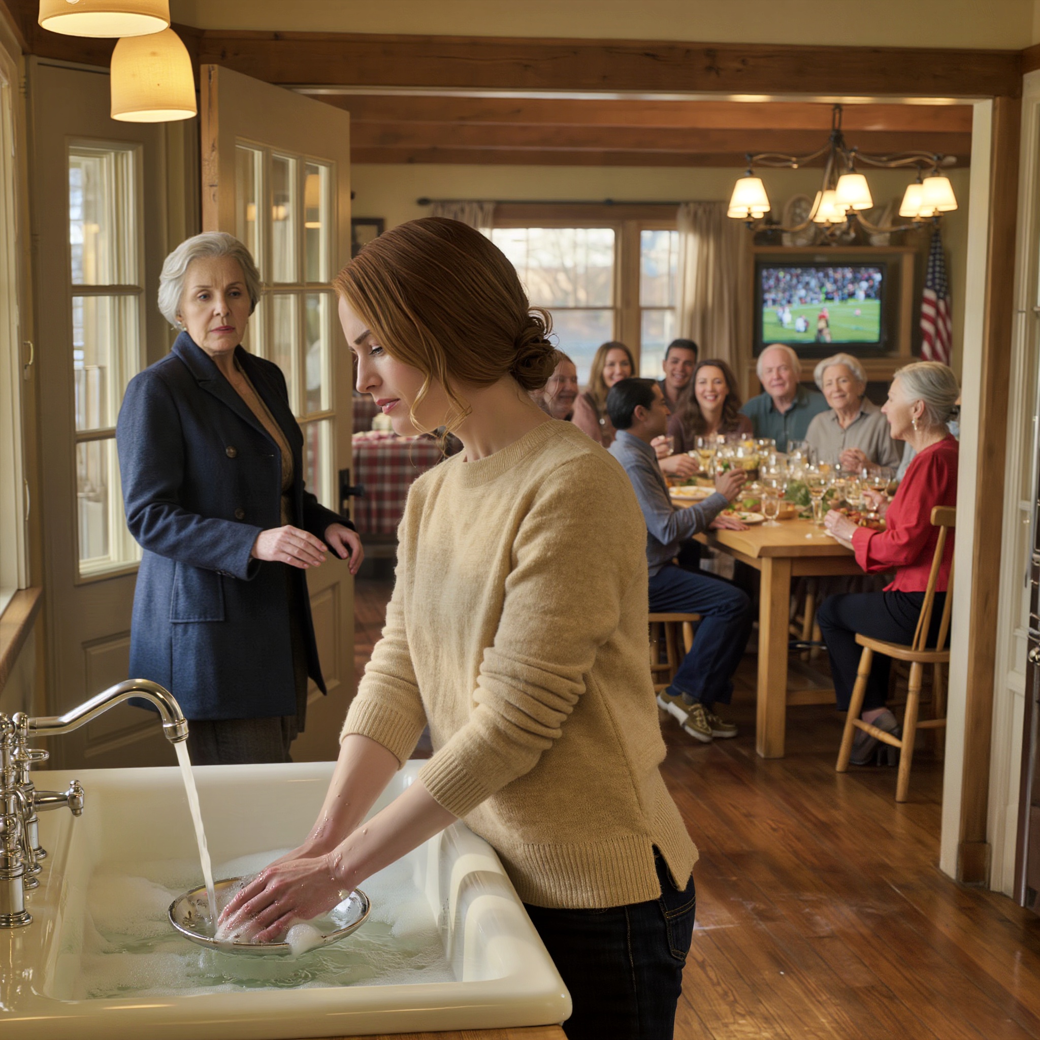 I gave my daughter a farm so she could rebuild her life. When visited, I saw her standing by the sink, quietly crying, while her new husband’s family were feasting in the living room. I walked into the house, looked straight at her mother-in-law and said only three words.