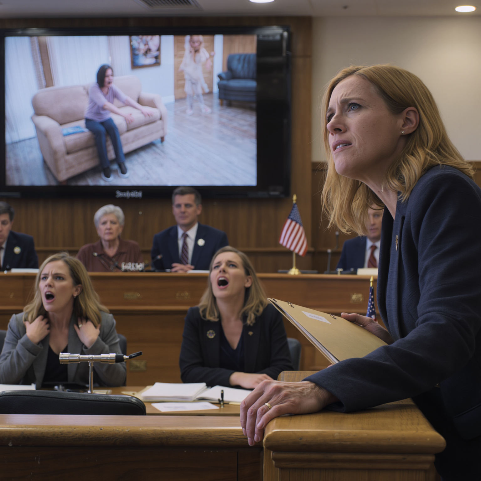 I had an asthma attack and collapsed right there in the living room, my hands clawing the carpet until it tore while the inhaler sat neatly in my younger sister’s hand; she curled her lip: “Keep trying to breathe, loser,” my parents sat behind me calmly watching their favorite show – nearly 20 years later, when the judge asked to play “a family clip,” all three of the people who once sat watching me suffocate suddenly turned pale, shaking under the gaze of the entire room.