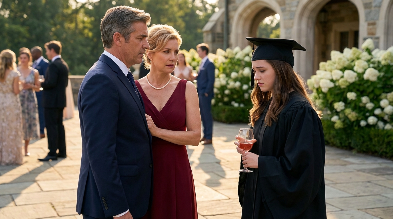 At my graduation party, my stepmother raised a crystal glass in our perfect American backyard to announce I was being kicked out of “our” beautiful house