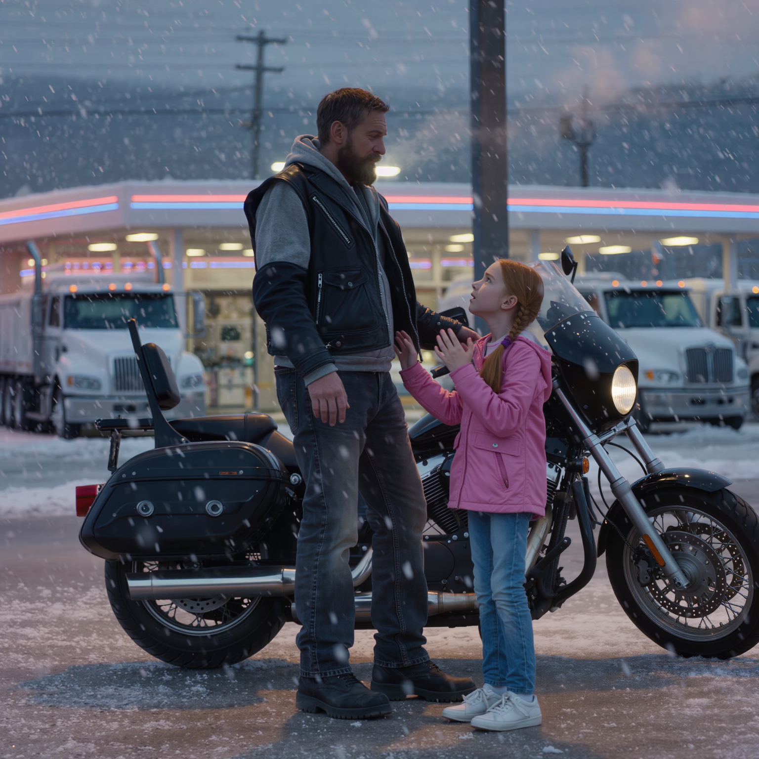 she signed “help” to a biker in a wyoming blizzard… and the whole parking lot changed