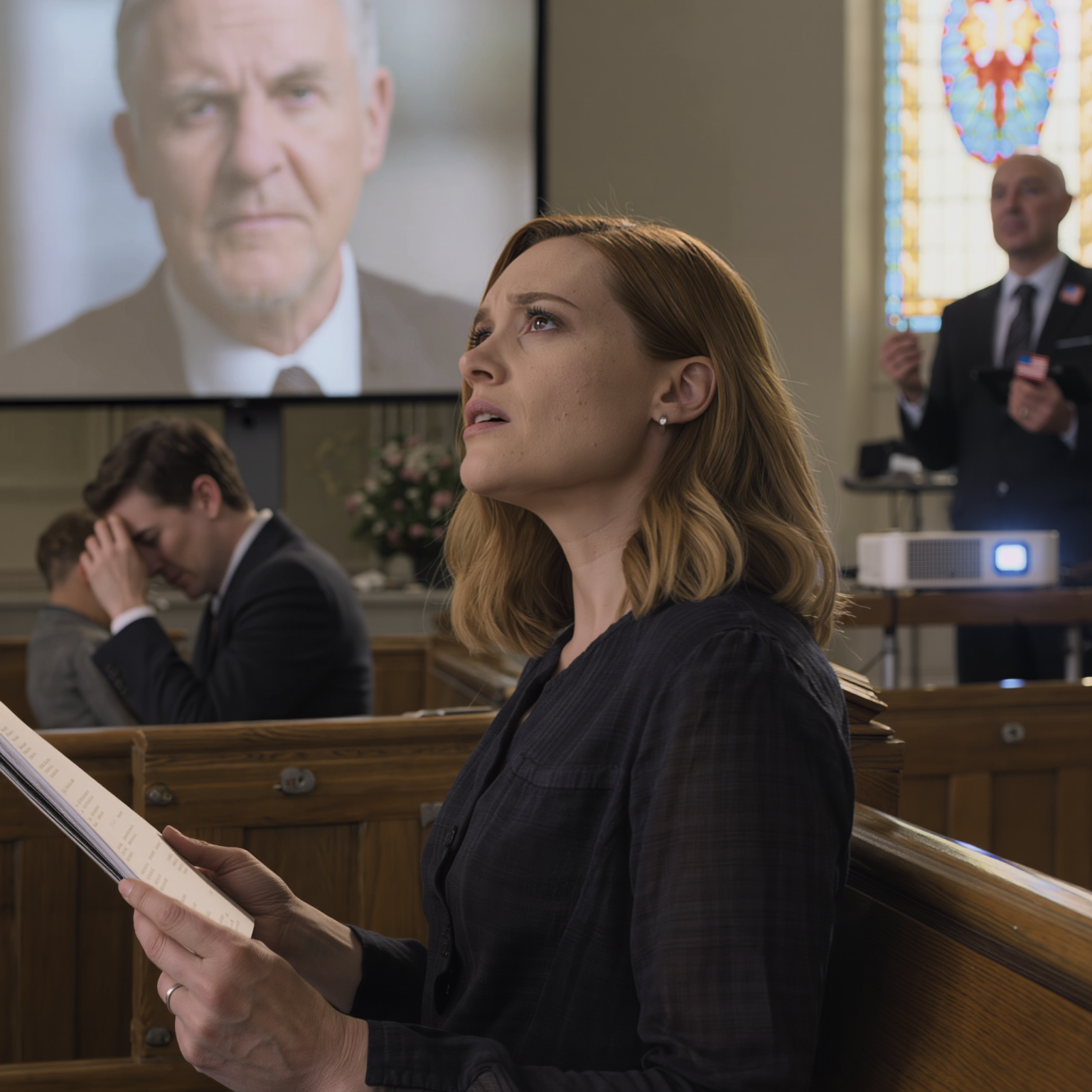 At my father’s funeral, my brother pointed at me and screamed, “She’s only here for the money, Dad was about to cut her out of the will” – the whole family turned to look at me like I’d just dug up his grave… until the lawyer walked in, plugged a USB into the screen, my father’s face appeared and the three words he said burned to ashes the story my brother had spent years building.