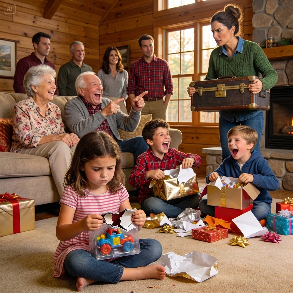 My 5-year-old unwrapped a cracked plastic toy at the family gift exchange, but her cousins were tearing into expensive boxes. My parents giggled. I grabbed the gifts from my trunk, looked straight at the table, and said, “You won’t be getting a thing from me again.” The room fell silent until my sister yelled.