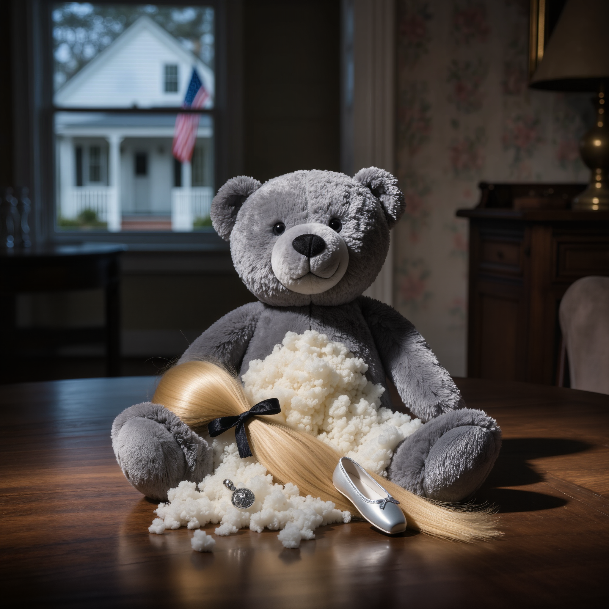 “I thought he was just a lonely, kind soul—until my needle hit a hard lump inside the teddy bear he gave us. Hidden in the stuffing was a lock of golden hair tied with a black ribbon. My daughter is brunette. That realization didn’t just stop my heart; it marked the beginning of a living nightmare.”