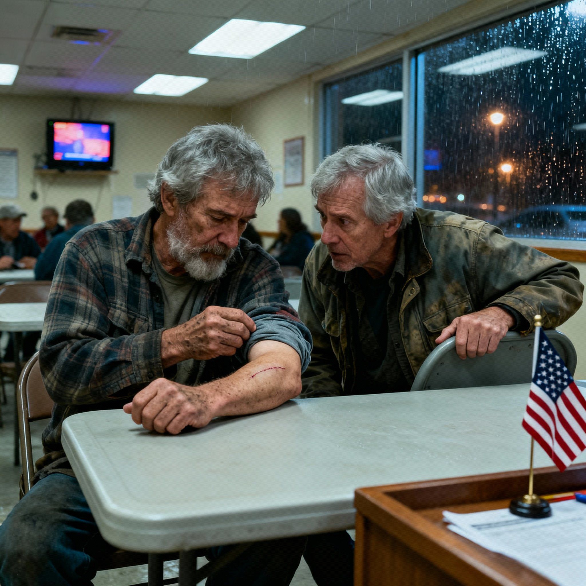 I Said Goodbye to My Brother 42 Years Ago. Last Week, at 2:00 A.M., a Vancouver Number Lit My Phone and a Voice Said, “David… it’s Tommy.” The small town morgue in Hope smelled like steel and snow the day I said my brother’s name for the last time. January 1983 — a Greyhound bus slipped off the Coquihalla Highway and into the ravine. Seventeen gone. I was twenty-three, asked to look at a cold, swollen face and say it was Tommy. I said yes. Then I went home and told our mother that the world had taken her youngest. Forty-two years is long enough for sorrow to become part of the walls. You build a life around the empty space, hang pictures over it, learn not to touch the cracks. Last Tuesday, rain traced my kitchen window like a nervous hand. The house was quiet except for the clock. Then the phone lit up the counter: unknown number, 604 area code — Vancouver. At sixty-five, you learn midnight calls usually bring bad news, not miracles. Still, I answered. “David?” The voice rasped, fragile but sure. “It’s Tommy. I just figured out who I am.” The words didn’t sound real. My coffee went cold beside me. He talked about an old newspaper clipping — a photo of a nineteen-year-old boy under the headline Seventeen Lost in Highway Crash. The name beneath it — Thomas Carr. “That’s me,” he said. “I have his eyes.” He mentioned a shelter on East Hastings Street, said he’d woken up in a hospital fifteen years ago with no name and a head full of fog. He remembered snow, shouting, a house with a blue door, and blueberry pancakes on Sundays. I hadn’t thought about that smell in decades. I scribbled the address on the back of a utility bill, my hands shaking so hard the pen tore the paper. “Stay there,” I told him. “I’m coming.” By 2:30 a.m., I was on the road from Kelowna, headlights carving tunnels through the dark. The same highway that once took him now carried me toward something between madness and mercy. No radio. No prayers. Only the hum of tires and a clock counting forty-two years of silence. Vancouver arrived gray and damp. The Downtown Eastside looked like the edge of a fading dream — boarded windows, people huddled in doorways, rain trying to wash away what it couldn’t name. The shelter’s door stuck before it opened. Inside, cleaner and sweat fought to a draw. A woman at the desk looked up, saw something desperate in my face, and pointed me toward a room glowing with old TV light. Twelve people sat scattered among plastic chairs. I scanned every face, searching for an echo. Then I saw him — at a table near the window, back turned, shoulders curved inward like he’d been bracing against the same storm for decades. Gray hair, a flannel shirt, hands resting quietly. When he shifted, his reflection flashed in the glass. The breath left my body. There’s no music in moments like this — only heartbeat and disbelief. I walked closer. He must’ve felt it — someone approaching with purpose. He turned. The face was marked by years outdoors and nowhere at all: lines, scars, a new one across the cheek. But the eyes — brown with flecks of gold — were our father’s. Were Tommy’s. Something in me recognized home and didn’t know what to do with it. He looked at me the way the past does when it wants permission to exist. I didn’t speak. My hand found the back of a chair to steady itself. There’s a small mark our family always remembered — twelve stitches from a bike accident in 1971. It lives on the left forearm, a pale line shaped like a comet. I nodded toward his sleeve. He understood. His fingers, rough and cracked, eased the fabric upward. The flannel lifted. The skin remembered. And that’s where I’ll stop.