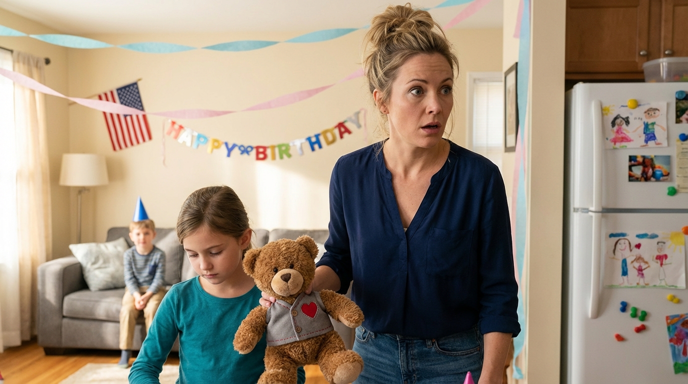 My in-laws mailed my six-year-old a birthday teddy bear with a secret sewn inside, and in the middle of my divorce it became the moment I realized they weren’t visiting to help—they were building a case to take my child.