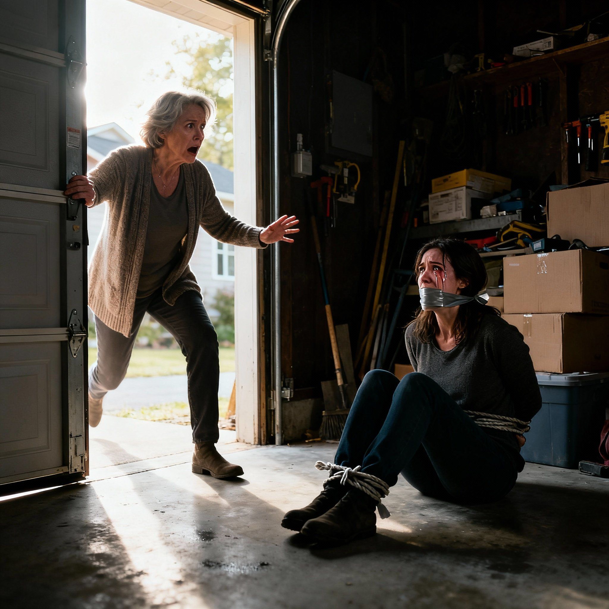 My daughter hadn’t replied for a week, so I drove to her house. My son-in-law insisted she was “on a trip.” I almost believed him until I heard a muffled moan coming from the locked garage. I crept back and broke the door down. What I saw inside broke me…