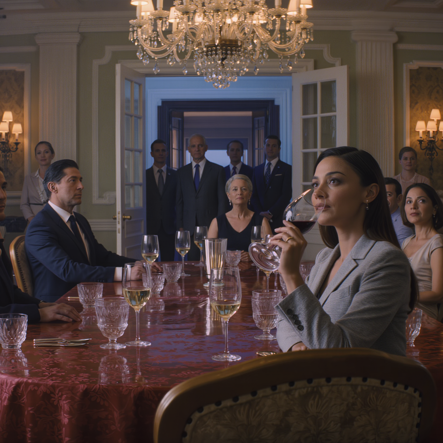 He crowned himself CEO at dinner, served me divorce news in front of his mother—then my phone lit up: “don’t move. dad’s coming.”