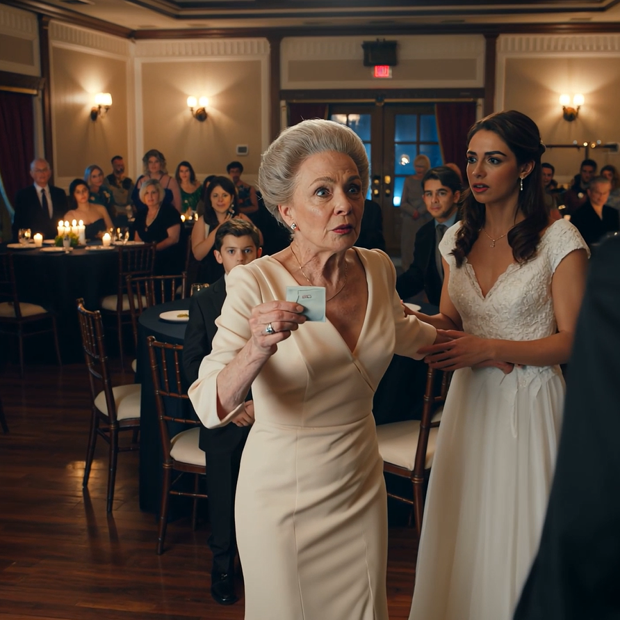 My son was finally getting married again. I was almost happy when my grandson nudged me urgently: “Grandma, please, let’s get out of here.” He showed me the note the bride had dropped. I stopped the music, stood up, and read it out loud. In the chaos, her own sister confessed everything…