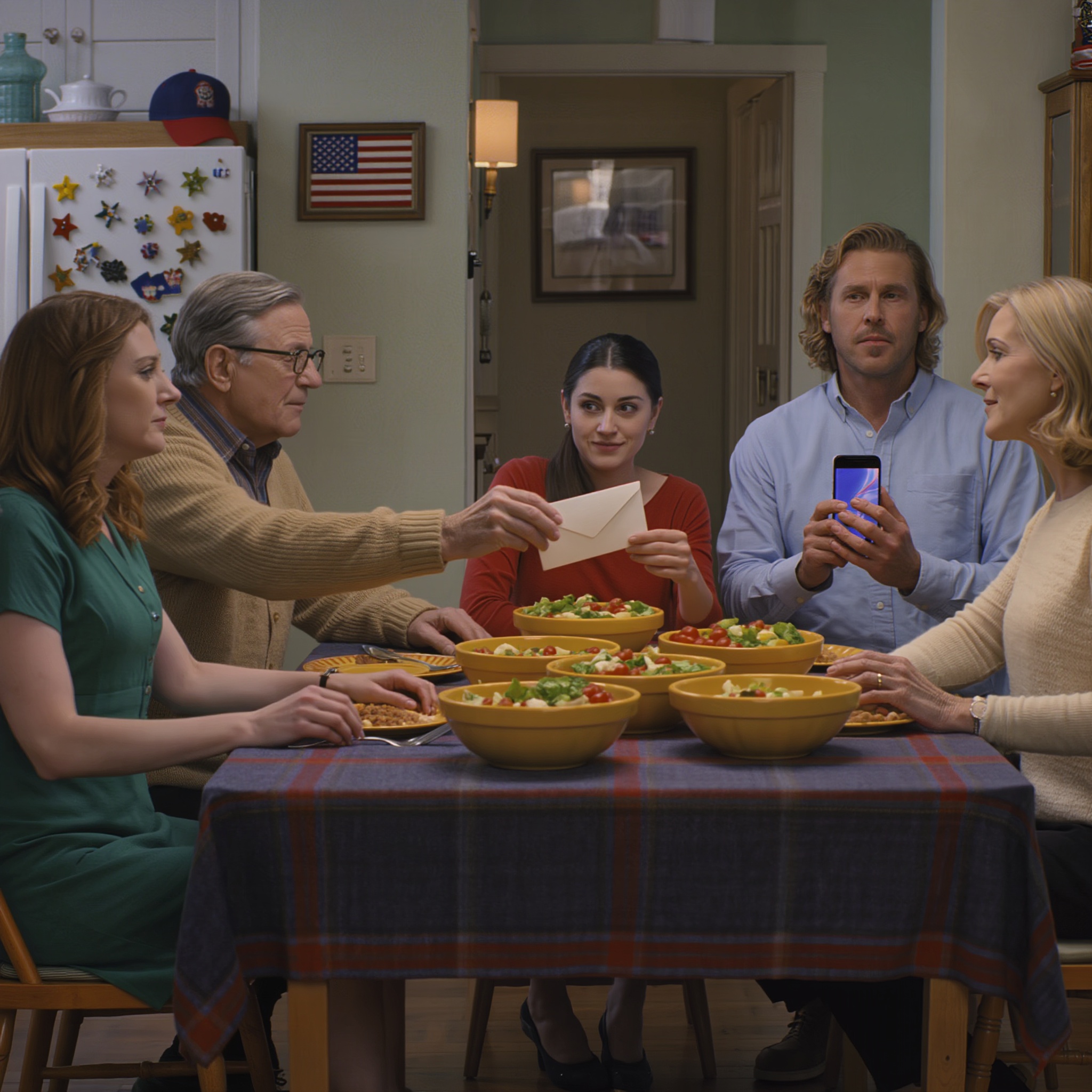 During Sunday dinner, my father calmly said, “I already gave your wedding money to your younger sister, she deserves a more real wedding.” I didn’t say anything, just quietly turned to look at my fiancé. He stood up, took out his phone, calmly said exactly one sentence — and the whole table immediately fell silent.