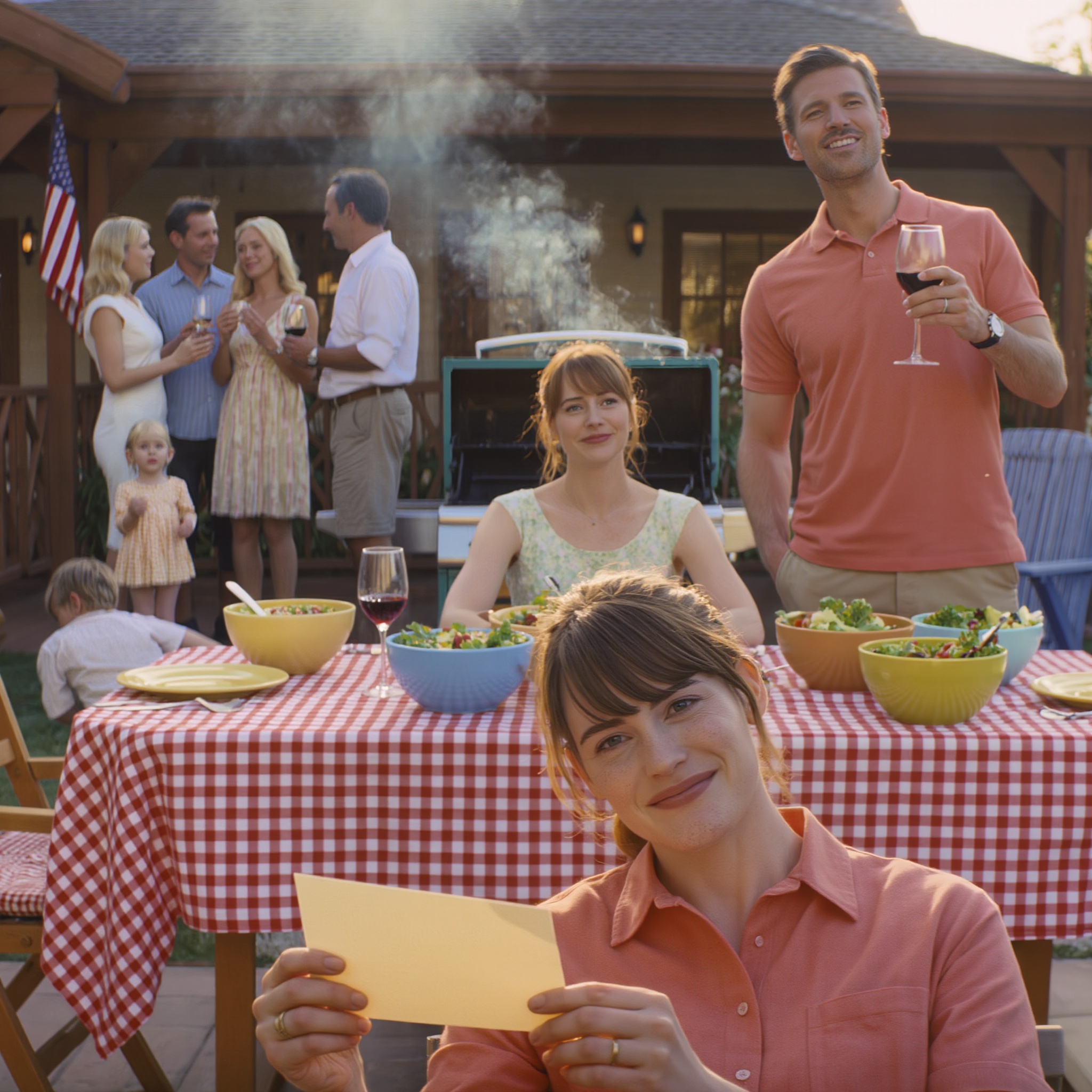 At a family barbecue, my brother raised his glass of wine and said, “Mom and Dad have decided that I should move into your house for free.” I calmly took a sip, then slid the cream-colored card across the table and said, “This house is no longer mine.”