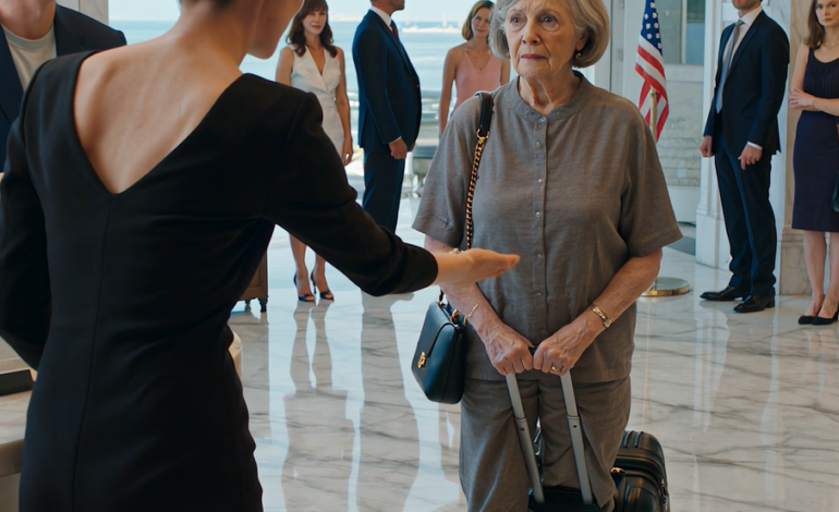 On the family vacation, my daughter-in-law yelled at the hotel clerk: “Don’t talk to the old lady — she’s just the maid!” My son burst out laughing. She had no idea I owned the hotel. What I did next sent her into a panic… the shrew froze in shock.