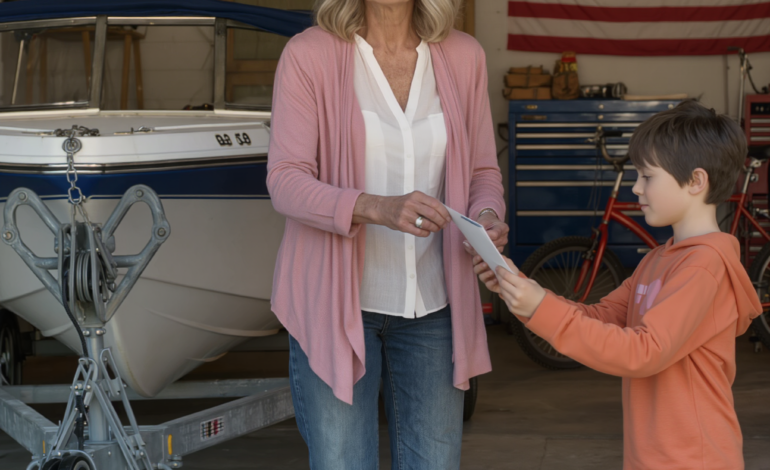 My grandson is scared of his new stepmother, but he won’t tell me why. Last night, he slipped me a note: “Grandma, look under the boat in the garage. Then you’ll understand.” So I went to check—and I froze.