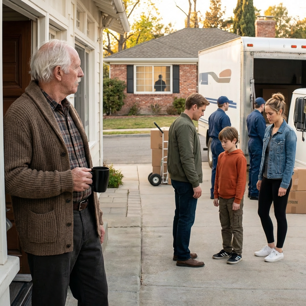 I was relaxing in my home when, at 5 a.m., the security guard called, his voice tight: “Your son is here with his wife and movers. They say you need to move out. He claims he owns the house.” I took a slow sip of coffee and smiled. “Let them in.” They were about to learn the truth.