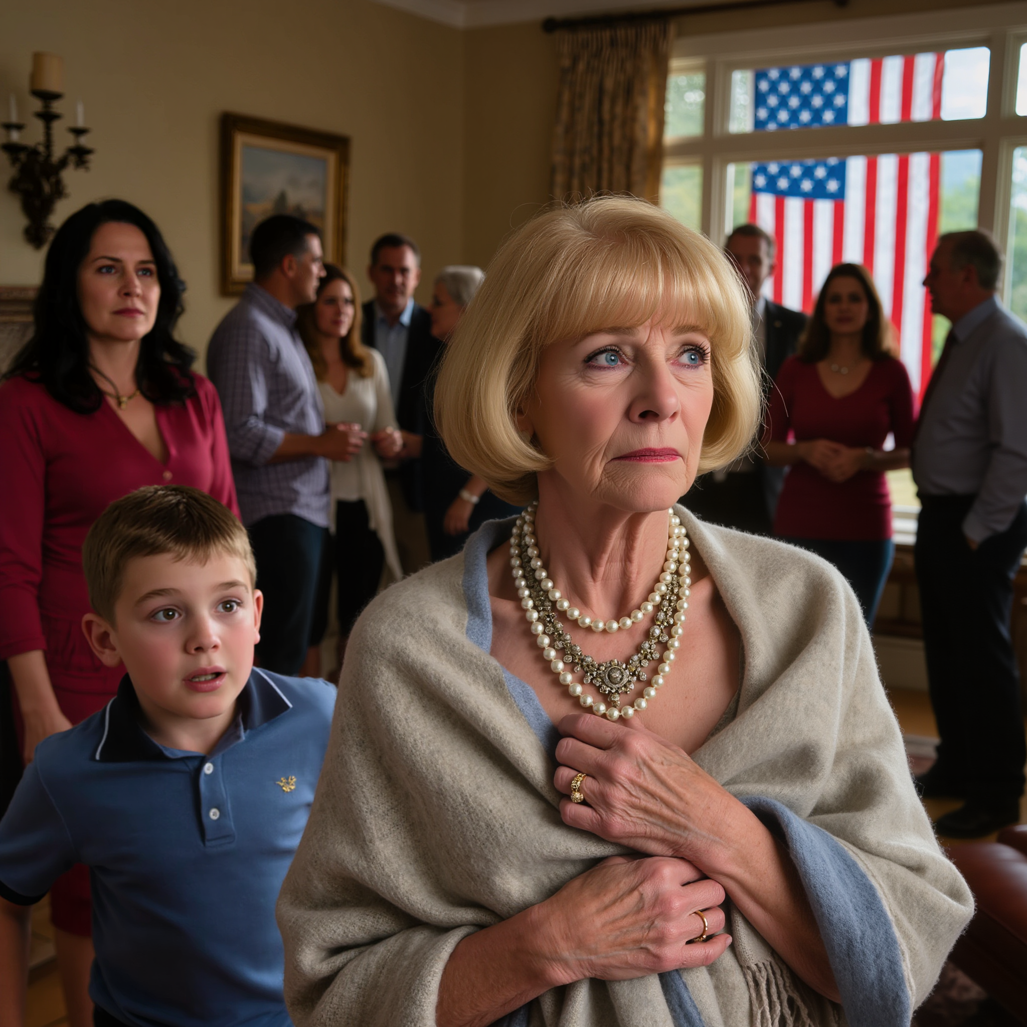 I wore the pearl necklace my late husband gave me to my daughter-in-law’s birthday, hoping to finally feel like part of the family, but when my 8-year-old grandson whispered a terrified warning into my ear, i realized i wasn’t just unwelcome—i was the target of something unthinkable.