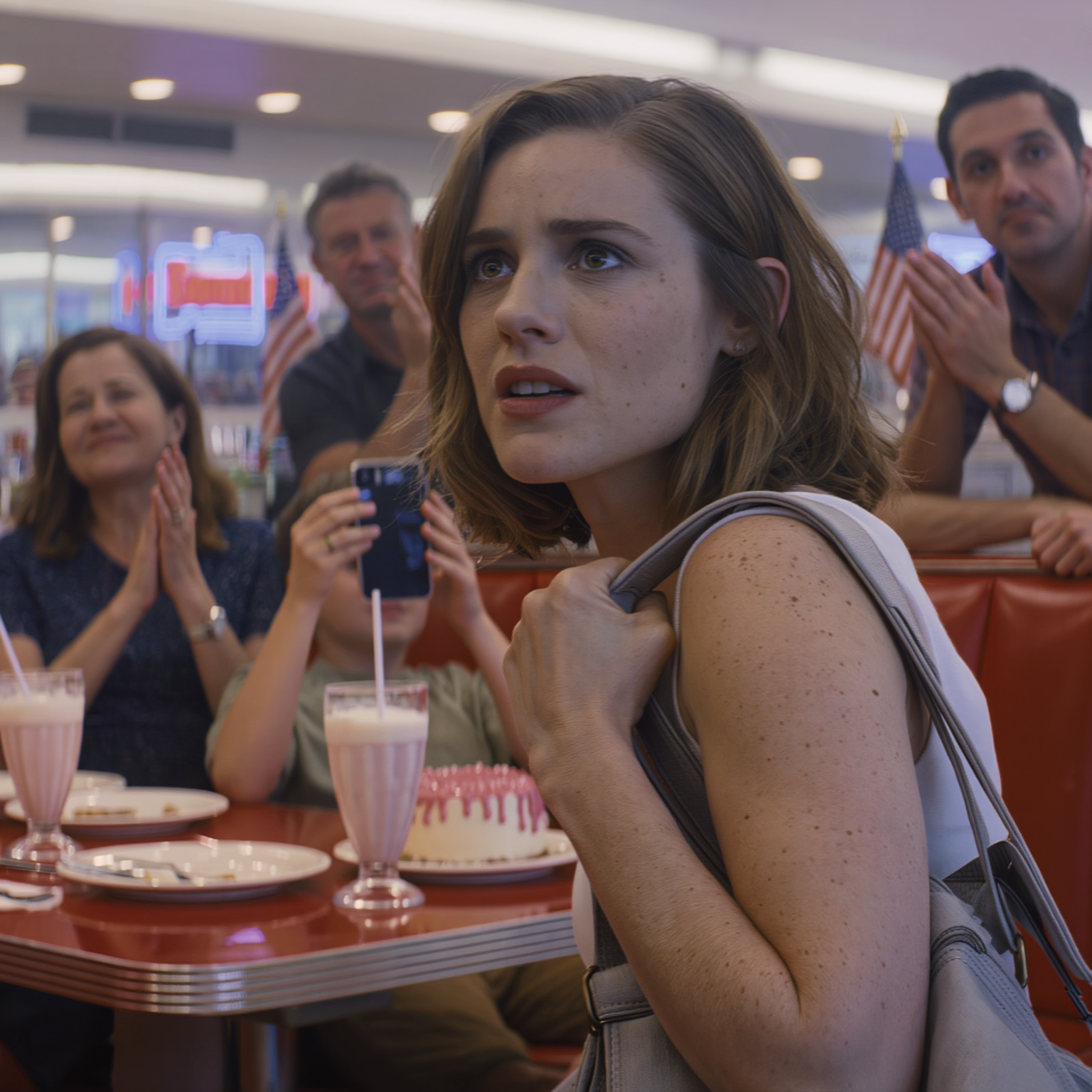 My mom “surprised” me with a birthday dinner at a diner—but the cake said: “oops, still a disappointment”… the whole table roared with laughter, i grabbed my bag and walked out—my uncle blocked me, i leaned in and whispered one sentence… and 48 hours later, the entire family panicked