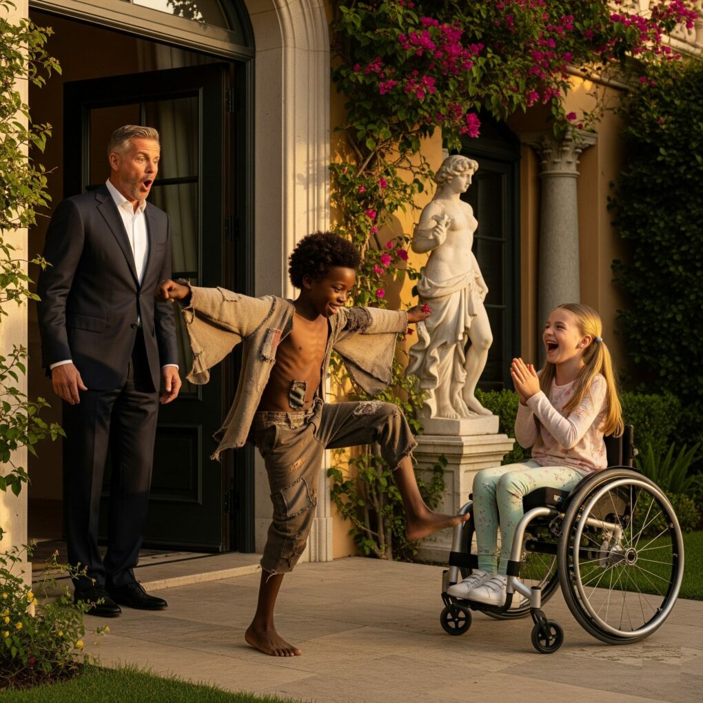 Billionaire Finds black Homeless Boy Dancing for His Paralyzed Daughter… What Happens Next Will Shock You!