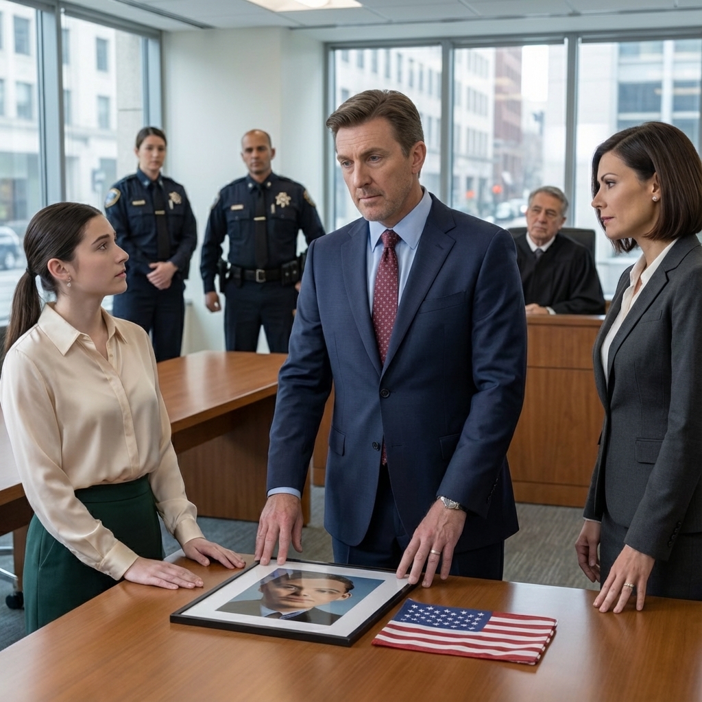 My teenage daughter told the judge, ‘Dad was never there for us Mom’s boyfriend is my real dad now.’ My wife actually laughed when the ruling went her way. I didn’t argue. I just slid a photograph onto the table. My daughter went still. ‘That’s from the night you swore you were there…’ The courtroom dropped into silence as two officers stepped through the doors.