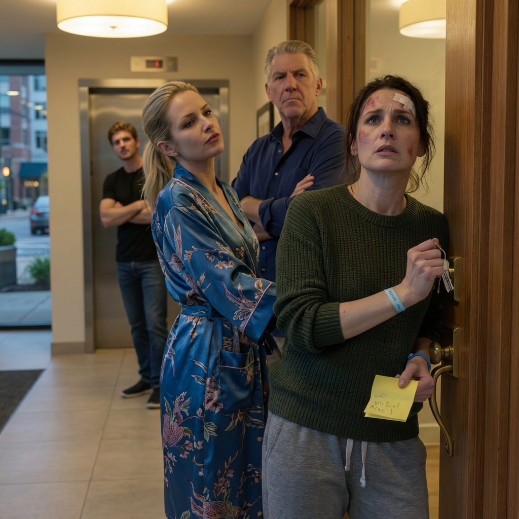 Three days after a drunk driver put me in a county hospital, my father leaned over my bed and hissed, “Pay up or get out,” then treated my recovery like an overdue favor; when I came home, a padlock and a sticky note sat on my closet like a verdict, and the scariest part wasn’t being shut out—it was realizing he’d been rehearsing this for years, right up until that crooked lighthouse painting in his office started to look like a door.