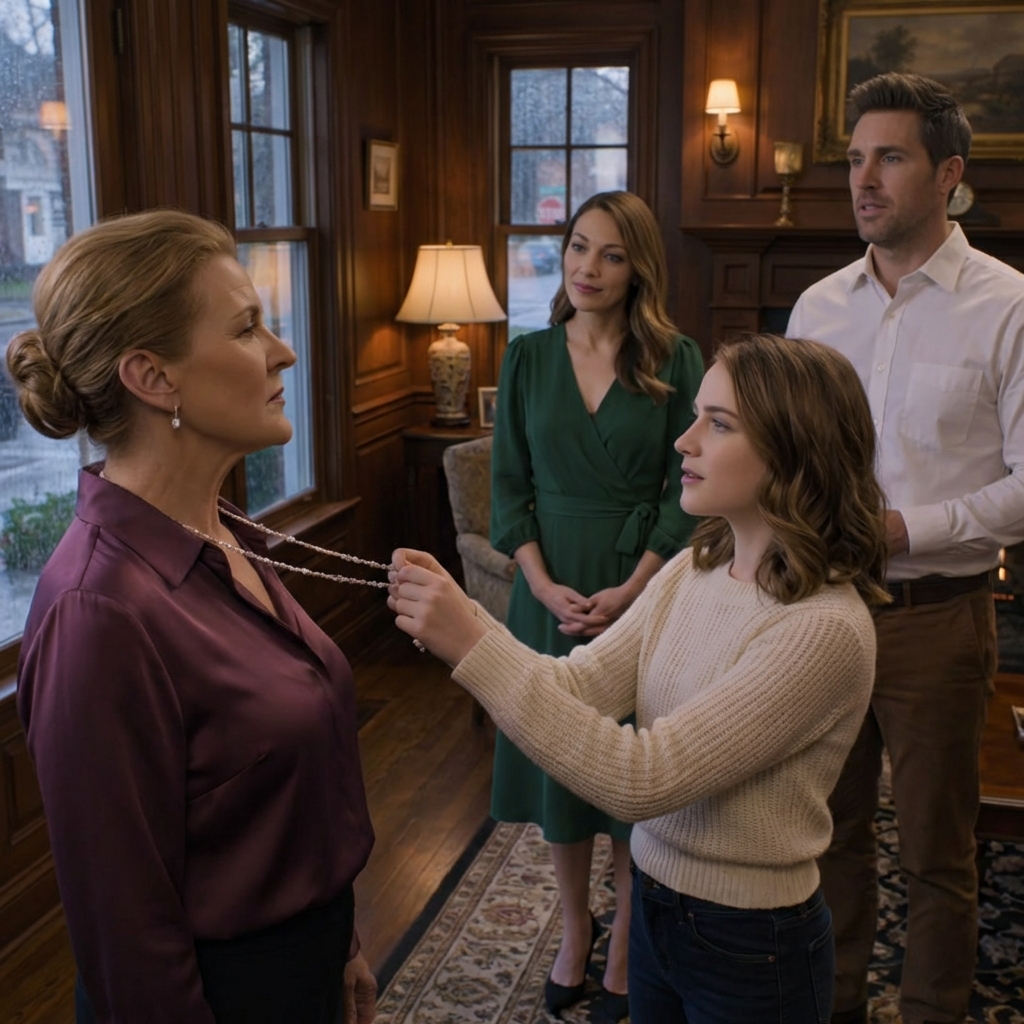 My niece smiled, tugged my grandmother’s diamond necklace, and said “If it’s real, it should hold up,” right before it snapped in the middle of my mom’s birthday party—while my sister-in-law laughed, my brother asked if it was ‘even worth much,’ and everyone moved on to cake… so I drove home with three loose stones in my palm and opened the one email thread they never knew existed.