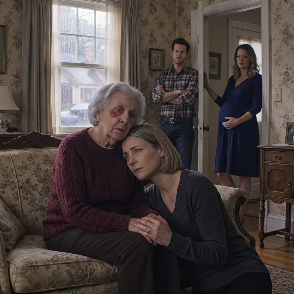 When my sister Ruth finally found me, I was sitting on a twin bed in an upstairs room, my left eye still bruised. Marcus filled the doorway, blocking the exit. Ruth looked at my face and asked the question I’d choked on for months: “Why isn’t she living in the house she bought with Otis?” Marcus didn’t hesitate. He smiled and said, “That house is my wife’s now. And if my mother keeps talking, I’ll hit her again and she’ll wear that color for weeks.”