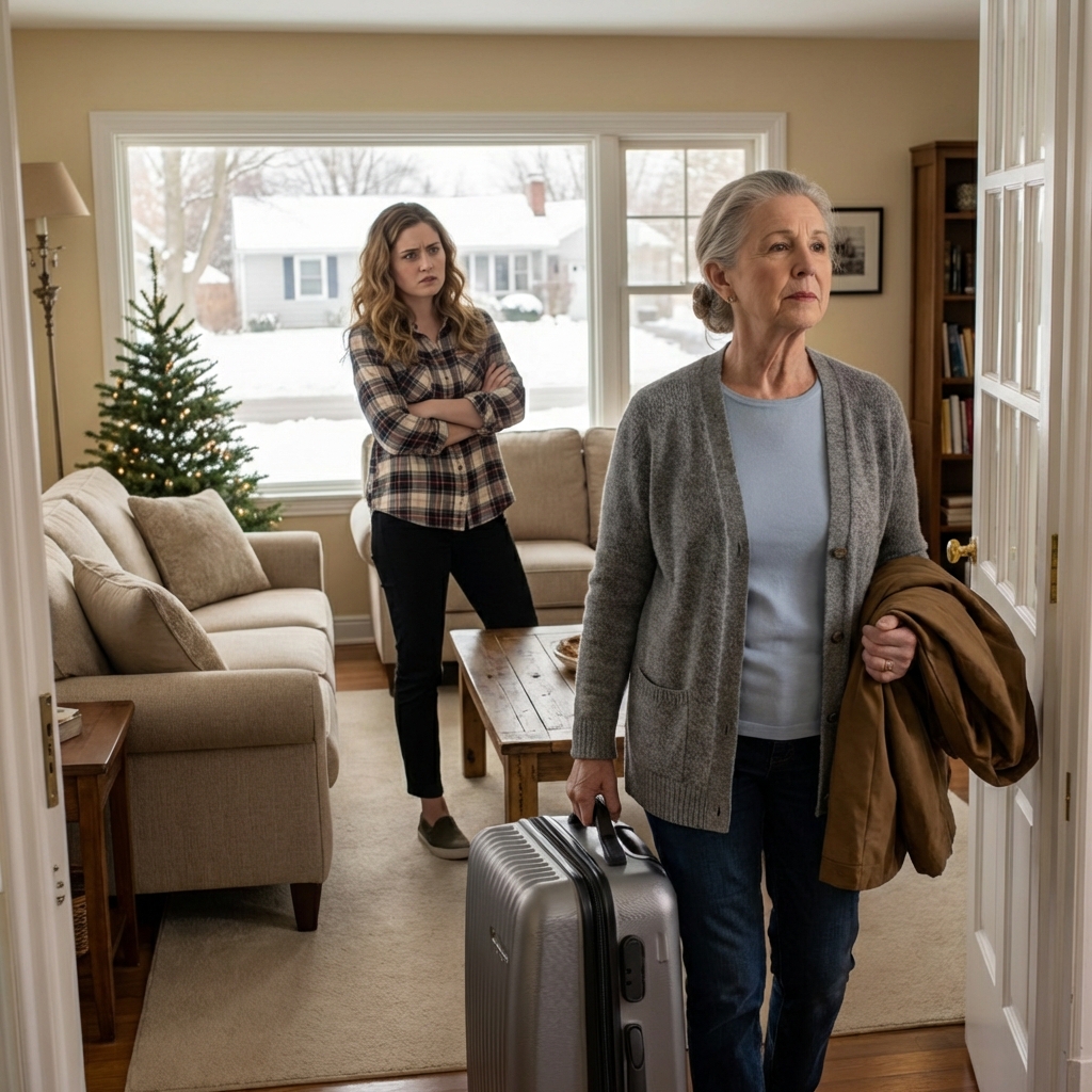 One week before Christmas, I heard my daughter laughing in the living room: “We’ll just dump all 8 kids on Mom and go relax on vacation.” On the evening of December 24th, when the kids showed up rolling their suitcases inside, my daughter called in a panic: “Mom, where are you? Everyone’s waiting for dinner, presents… and our free babysitter.” I said one sentence that left the entire family frozen on the spot.