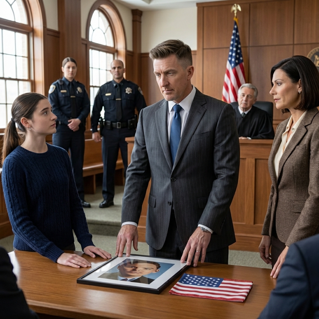 My teenage daughter told the judge, ‘Dad was never there for us Mom’s boyfriend is my real dad now.’ My wife actually laughed when the ruling went her way. I didn’t argue. I just slid a photograph onto the table. My daughter went still. ‘That’s from the night you swore you were there…’ The courtroom dropped into silence as two officers stepped through the doors.