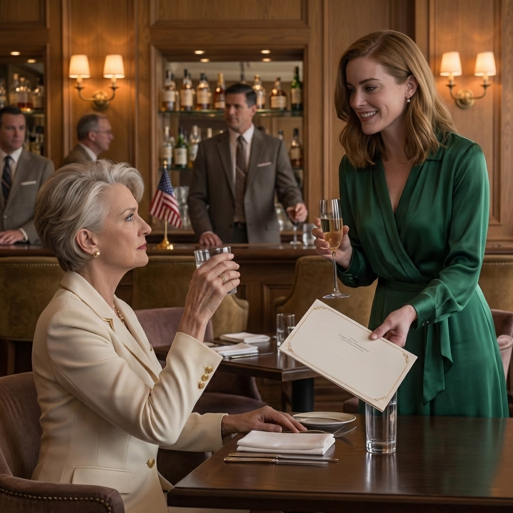 At our Mother’s Day lunch, my daughter raised a champagne flute and smiled, “To the woman who fed me, raised me, and showed me exactly what I never want to be, a failure,” and the whole table laughed as she slid a glossy brochure toward me with my name already printed on it, but when I lifted my own glass and said, “To the daughter who thinks this is the end of my story,” her smile cracked, and that was the moment I made my last move.