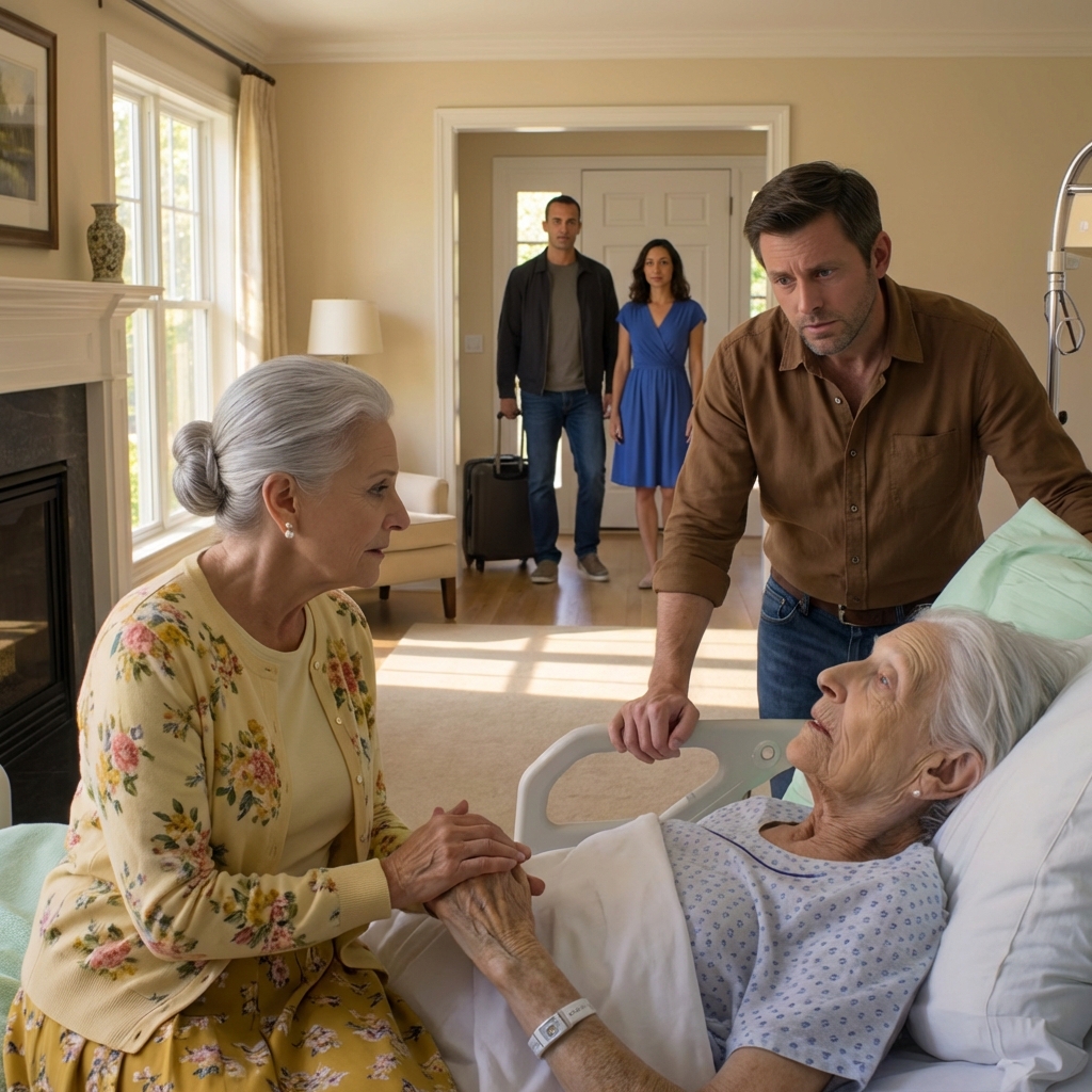 My son and his wife went on a trip, leaving me to care for her mother, who was “in a coma” after an accident. As soon as they left, she opened her eyes and whispered something that made my spine freeze…