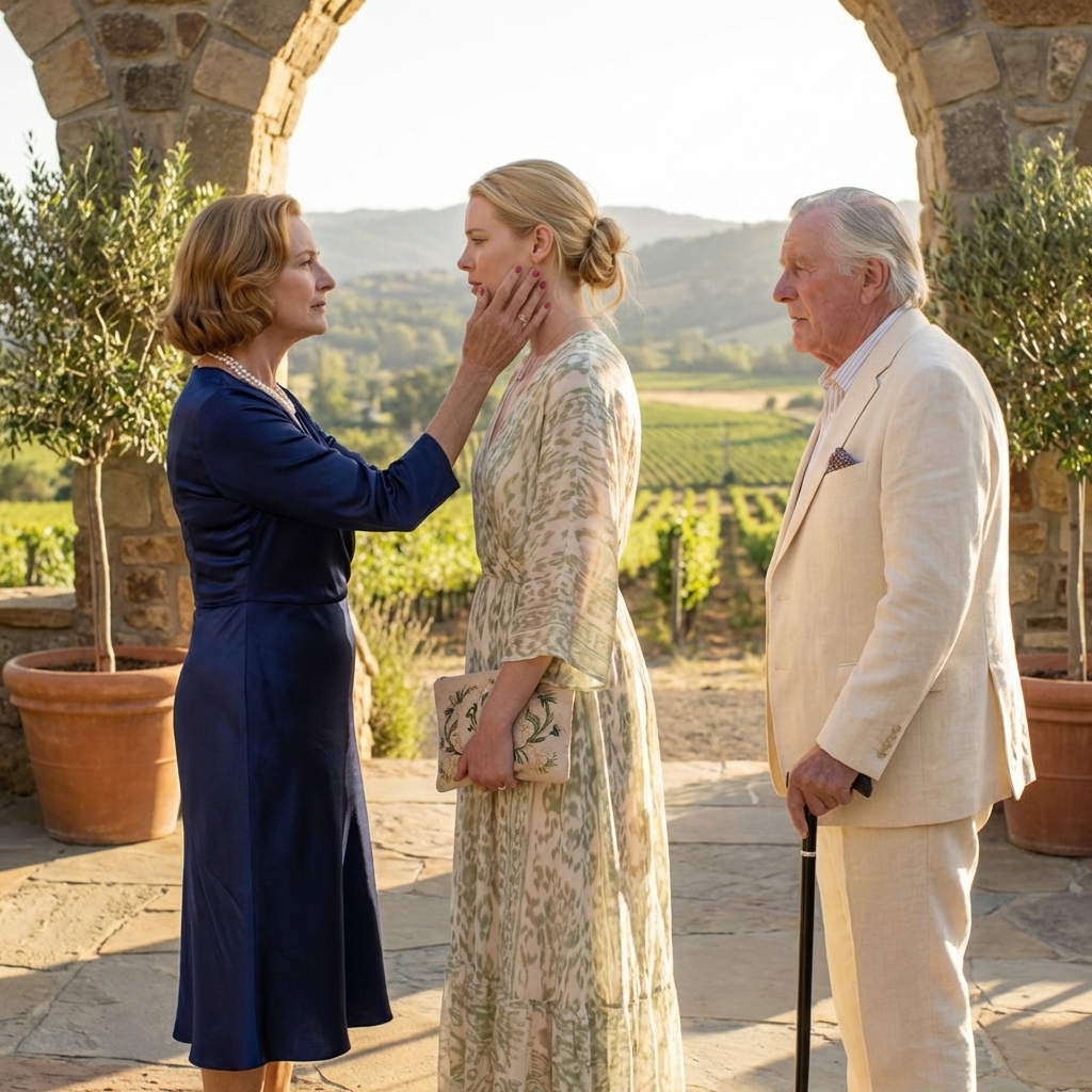 My mother smiled for the photographer and whispered, “Seat that old man behind the trash bins—tell people he’s staff if they ask,” the moment my 82-year-old grandpa stepped off a six-hour flight for my brother Michael’s Napa vineyard wedding, and when I raised my glass and asked why strangers were eating at the family table while he sat on a plastic chair beside the catering vents, she slapped me so hard the music stopped… then the iron gate shook, a black Rolls-Royce and two SUVs rolled in, and Grandpa William walked back like the vineyard answered to him.
