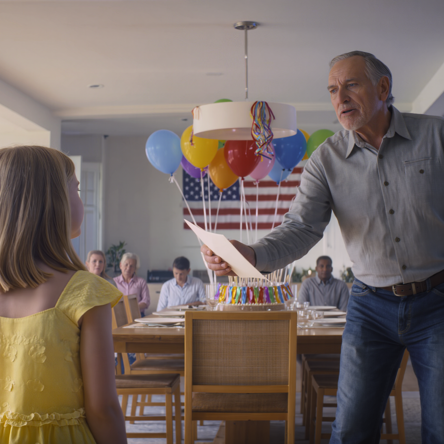My dad handed my 8-year-old daughter a birthday card that read, “Award… the least pretty grandchild”—the whole table burst out laughing. I snatched it, ripped it in half, and said one