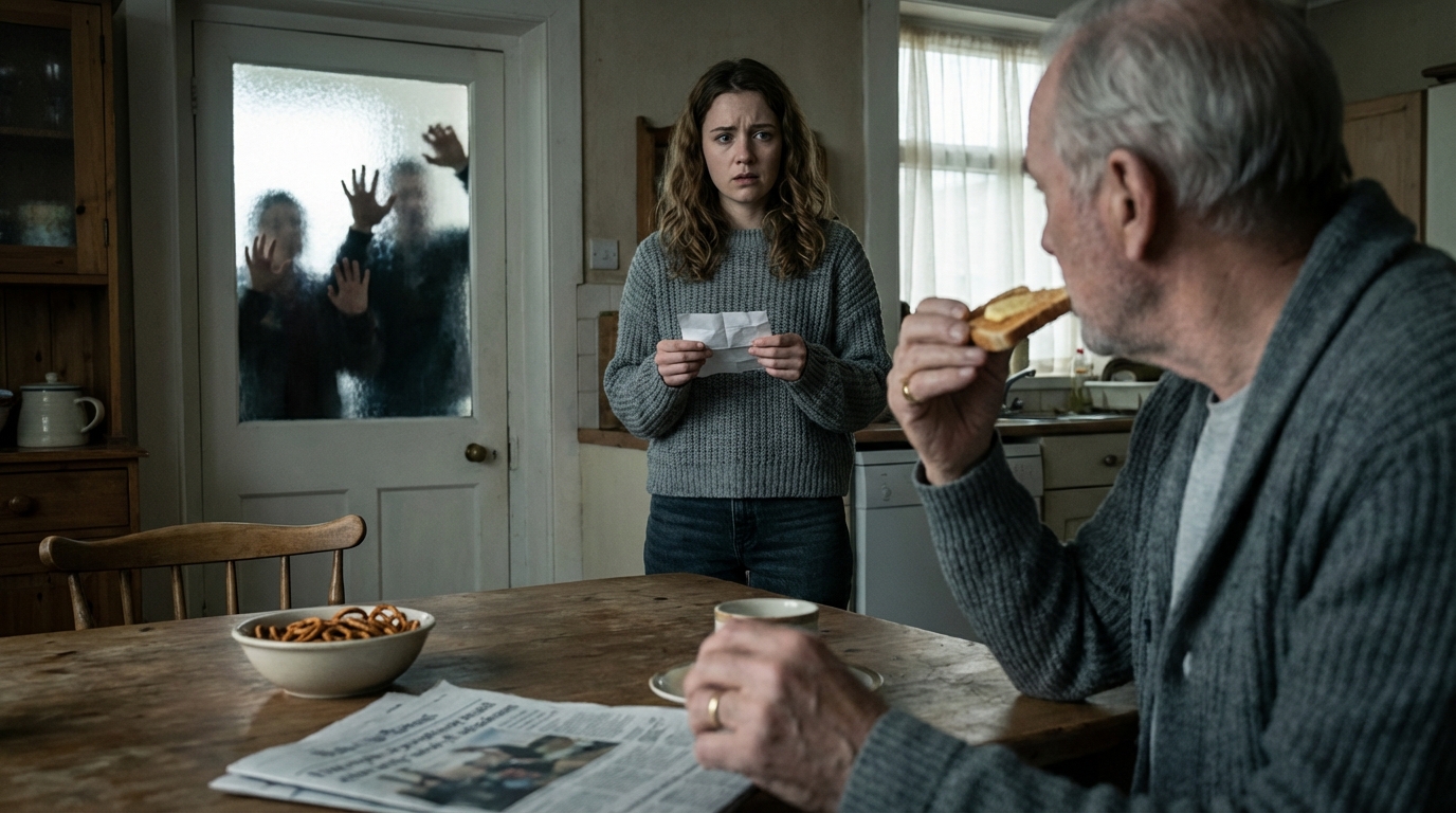 I flew home for the holidays, the house was dark—just grandpa sitting there with a sandwich, a note on the fridge said, “used your money for your brother—