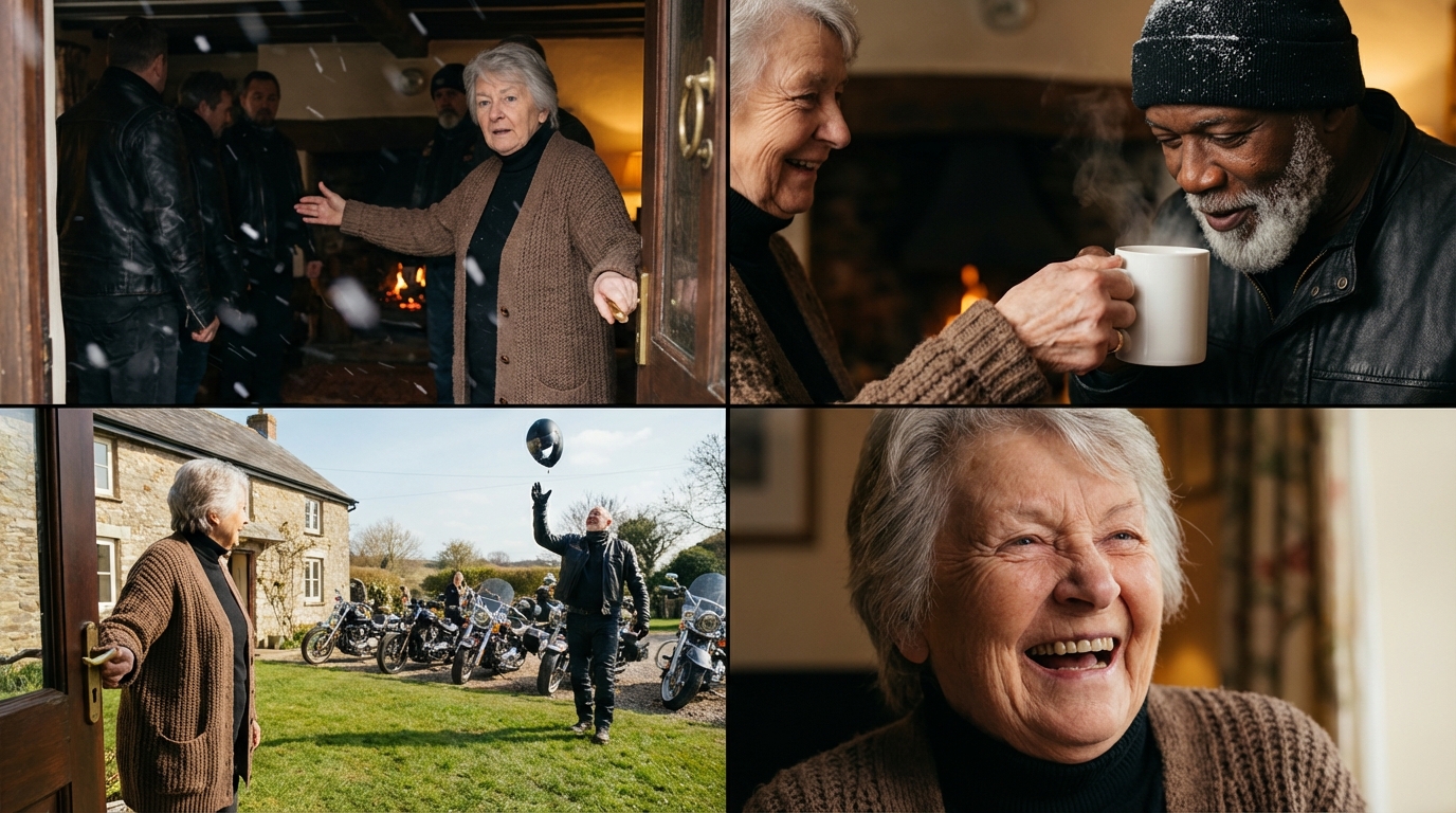 The snow fell heavy that night, swallowing the small town in silence, blanketing the world in a white so thick it seemed to erase everything except the glow of a few lonely street lights. Roads were buried, cars abandoned, and winds howled through empty streets like restless ghosts. But at the very edge of town, tucked behind a crooked picket fence, stood a little wooden house with smoke curling from its chimney.