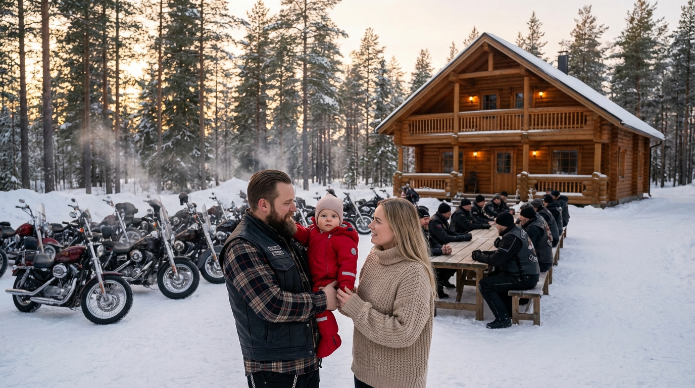 She opened her door to one stranger. Three days later, 200 of his brothers arrived.” 🏍️❄️🛡️