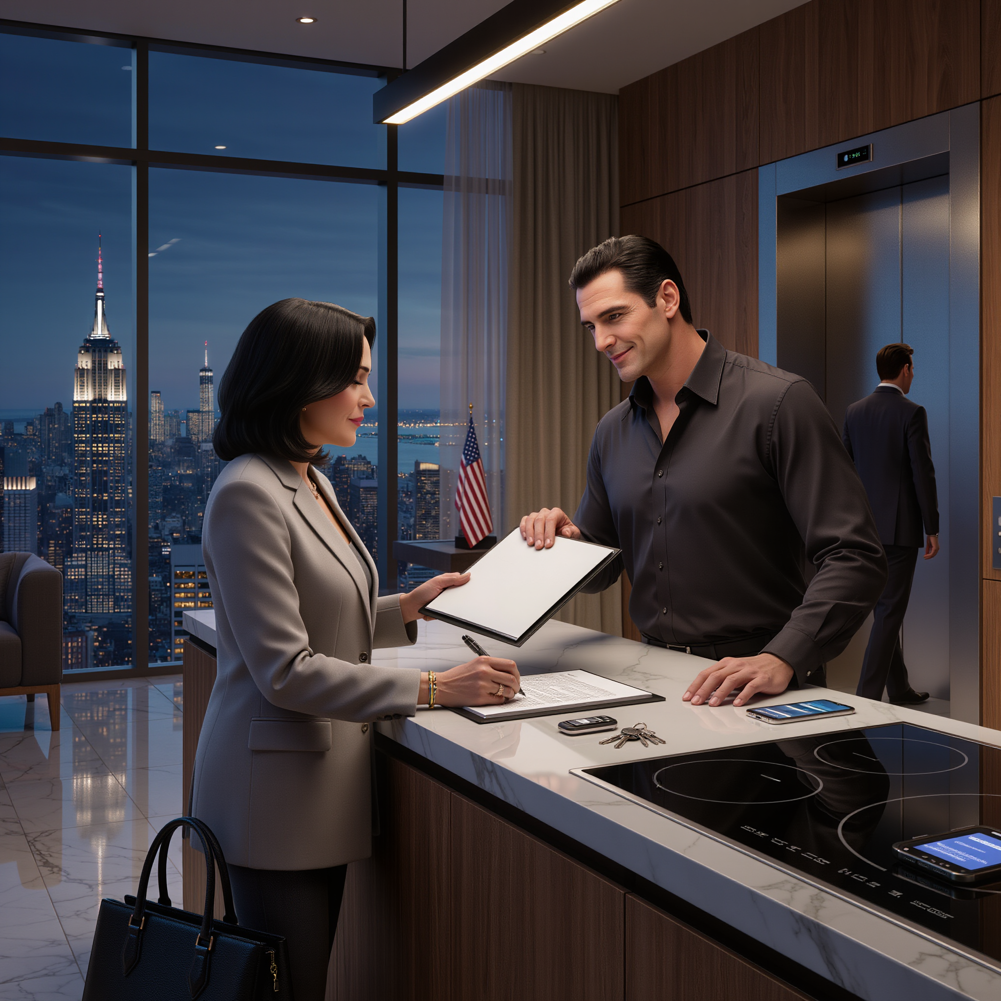 He slid a thick packet across the marble counter of the penthouse I paid for in full and said, almost casually, “Sign it, or I’ll drag this out for years.” He wore that smug smile like he’d already won, like locking me out would erase me, s