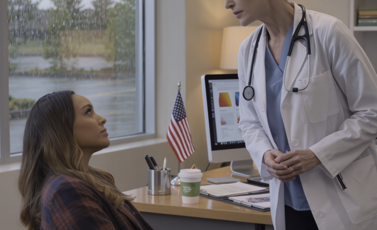 The doctor’s hands trembled as she pulled me into her private office, shut the blinds, and whispered, “Leave your house today—don’t tell your husband.” I thought it was just anemia until