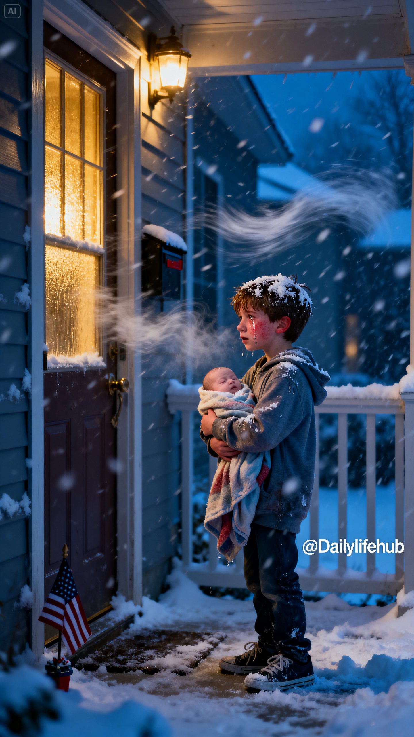 Late one night, in the middle of a violent snowstorm, my eight-year-old grandson appeared at my door—shaking, barefoot in soaked sneakers,