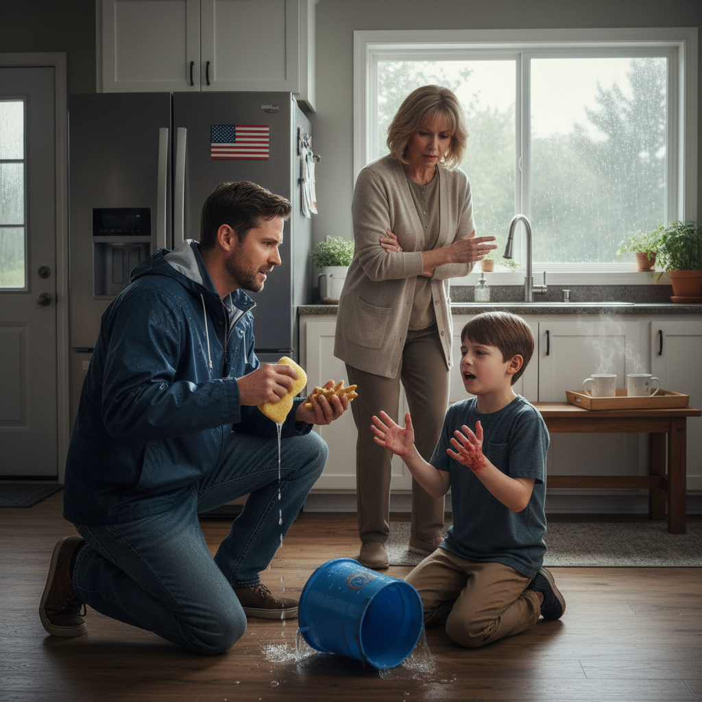 He Came Home 2 Hours Early With Star-Shaped Cookies—And Found His 6-Year-Old Scrubbing The Floor For “TV Time” While The Babysitter Gave Orders