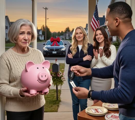 My son bought his mother-in-law a $60,000 BMW for Christmas. When I asked where my gift was, he just said calmly, “Mom, you’re old—what do you need a gift for?”. Then he handed me a piggy bank with exactly three dollars inside.
