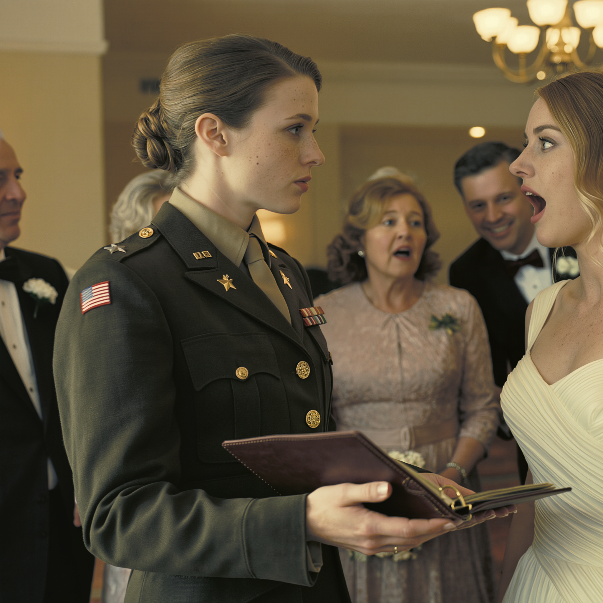 “you can’t wear white,” my sister snapped before her wedding-“you’re not worthy.” i nodded, then changed in the bathroom. when i walked out in a military uniform with medals… the room went deadsilent…