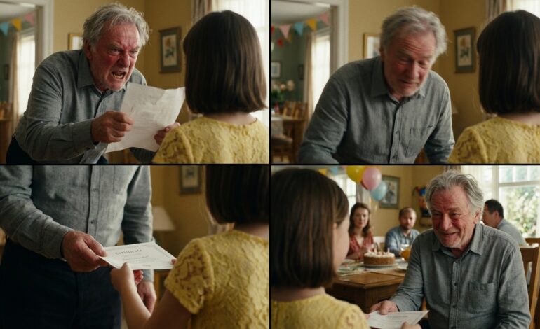 My dad handed my 8-year-old daughter a birthday card that read, “Award…